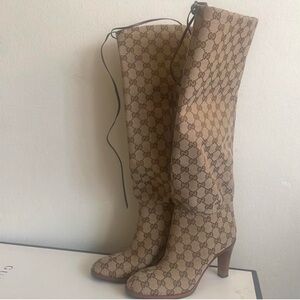 Gucci Women's Brown Patterned Heeled Boots